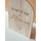 Panneau de bienvenue baptême bois et plexiglas thème minimaliste