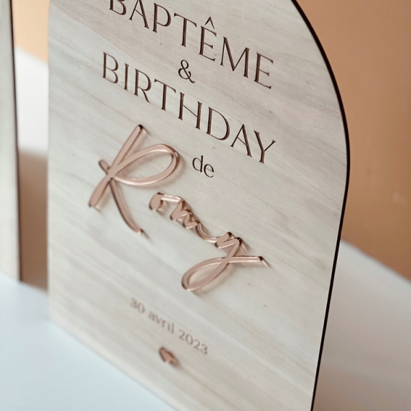 Panneau de bienvenue en bois personnalisé baptême anniversaire