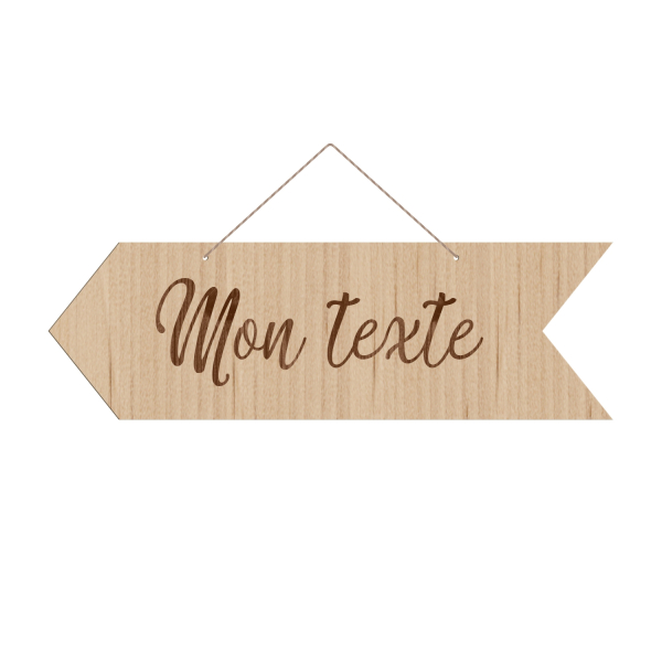Panneau directionnel flèche en bois personnalisable texte sur-mesure