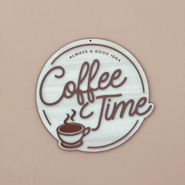 Enseigne décorative en bois et plexiglas Coffee Time