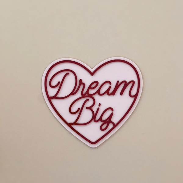 Décoration murale coeur Dream Big rouge et rose