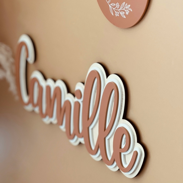Décoration murale chambre enfant, prénom en terracotta