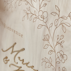 Panneau en bois personnalisé mariage fleuri