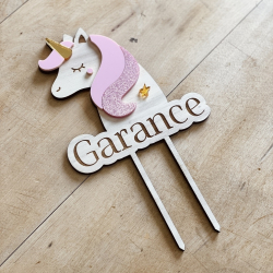 Cake topper anniversaire licorne arc-en-ciel