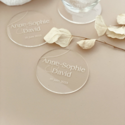 Dessous de verre mariage personnalisables, cadeaux d'invités tendances