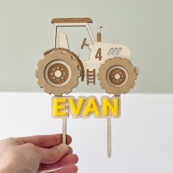 Cake topper anniversaire enfant thème tracteur ferme