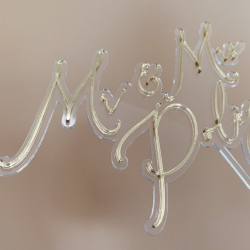 Cake topper mariage à personnaliser plexiglas transparent et champagne