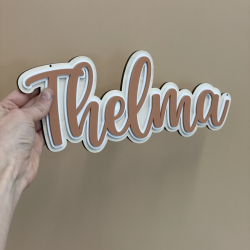 Enseigne prénom en bois et terracotta à personnaliser