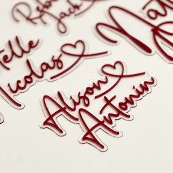 Enseigne personnalisée style néon rouge, prénoms mariés