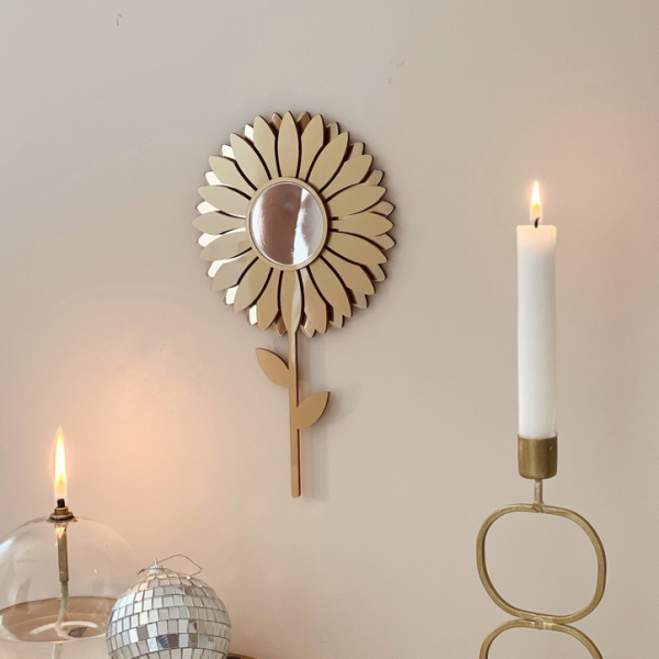 Miroir fleur tournesol esprit art déco