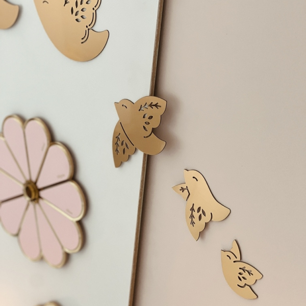 Bijoux de mur oiseaux effet laiton à accrocher