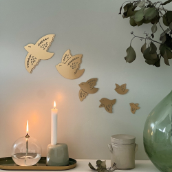 Décoration murale originale effet laiton, oiseau poétique