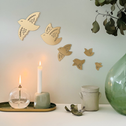 Décoration murale poétique et originale envolée d'oiseaux effet laiton