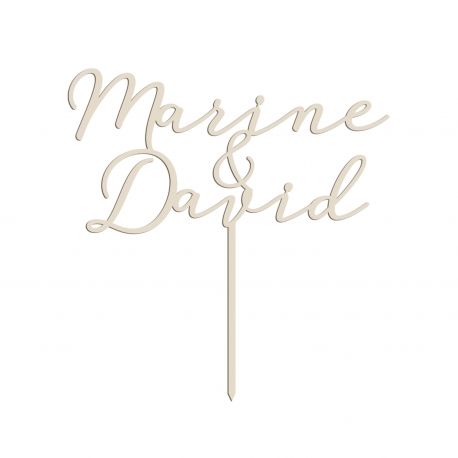 Cake topper mariage calligraphie à personnaliser