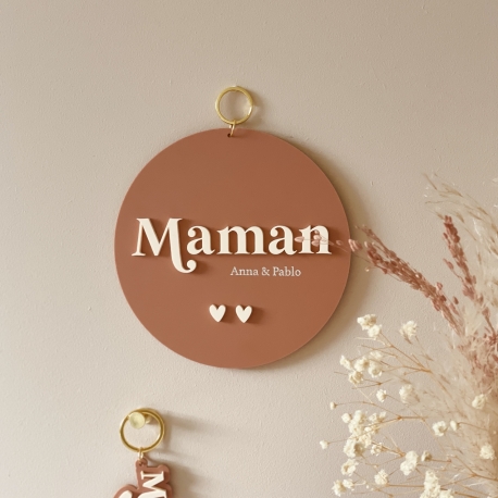 Cadeau personnalisé maman, décoration symbolique terracotta