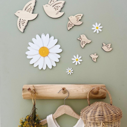 Envolée d'oiseaux en bois, décoration murale chambre enfant