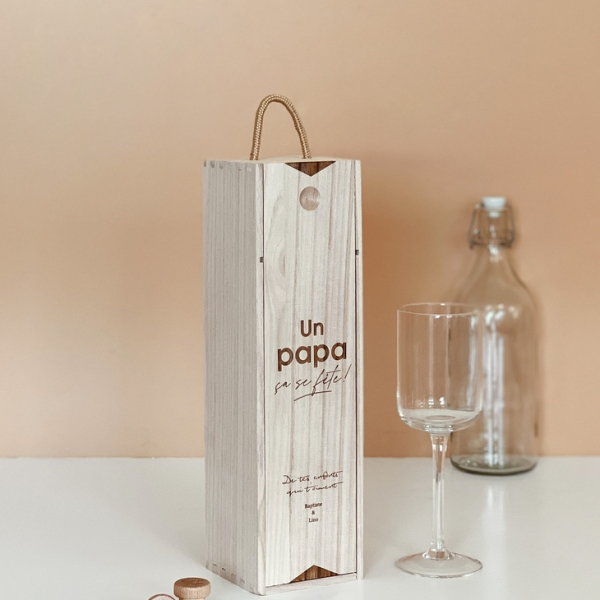 Coffret pour bouteille de vin personnalisé, cadeau original papa