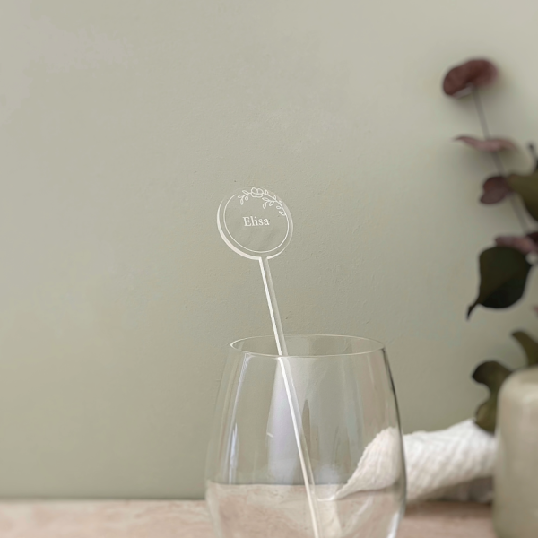 Marque-place personnalisé original, mouillettes blossom transparente
