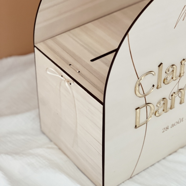Urne mariage en bois forme arche, urne originale