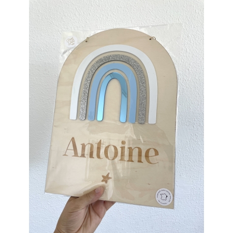 Pancarte en bois décorative arc-en-ciel ANTOINE