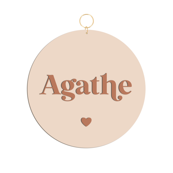Carte naissance prénom bébé beige et terracotta