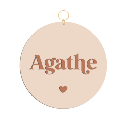 Carte naissance prénom bébé beige et terracotta