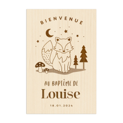 Panneau de bienvenue en bois personnalisé renard