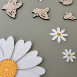 Envolée d'oiseaux en bois, décoration murale originale