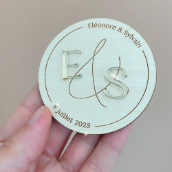 Magnet en bois mariage à personnaliser, cadeaux d'invités originaux