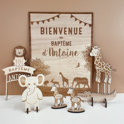 Anniversaire ou baptême thème savane, animaux sauvages