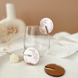 Rondelles de verre personnalisés, décoration de verre mariage