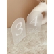 Noms de table en plexiglas blanc, numéros de table mariage
