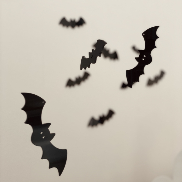 Lot de 3 chauve-souris plexiglas noir, décoration Halloween
