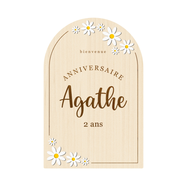 Panneau de bienvenue en bois anniversaire ou baptême thème marguerite
