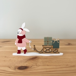 Village de Noël miniature, Léontine la lapine et sa luge