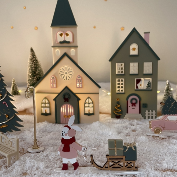 Chapelle de Noël miniature, décoration Noël originale