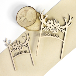Cake topper personnalisé anniversaire enfant fille bohème bois de cerf