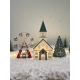 Village de Noël miniature, maison, chapelle et sapin