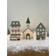 Village miniature de Noël artisanal, ciel étoilé