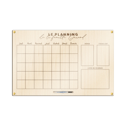 Planning mensuel en bois à personnaliser, organisation famille
