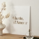 Affiche plexiglas blanc à la vie à l'Amour, style minimaliste chic
