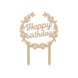 Cake topper happy birthday anniversaire couronne de fleurs