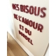 Affiche plexiglas rouge et rose, bisous amour et bordel