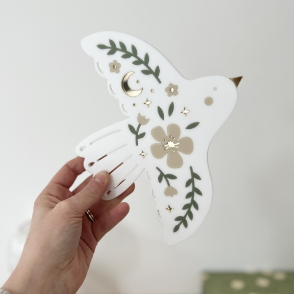 Colombe en fleurs en plexiglas, oiseau décoratif