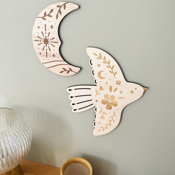 Décoration murale en bois lune de vie