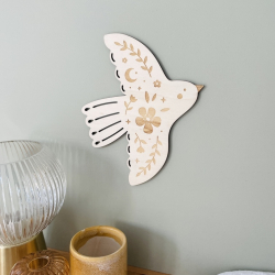 Décoration murale poétique Colombe en bois