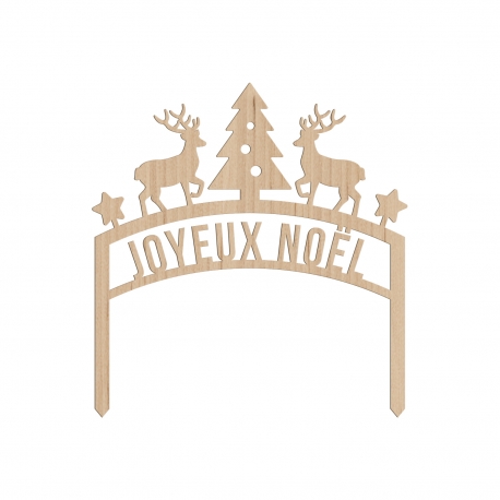 Cake topper bois joyeux noël cerfs décoration bûche