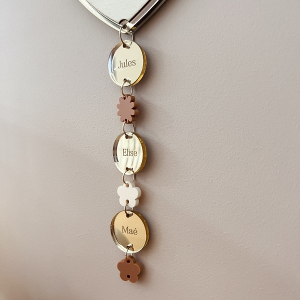 Cadeau symbolique mamie, breloques prénoms bijou coeur