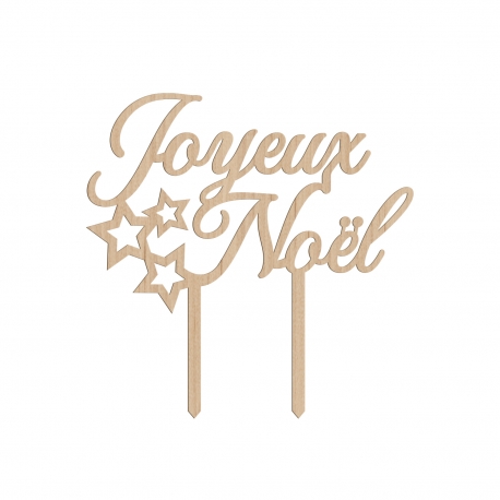 Cake topper en bois joyeux noël étoiles décoration de buche