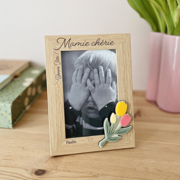 Cadre photo en bois à personnaliser, cadeau mamie